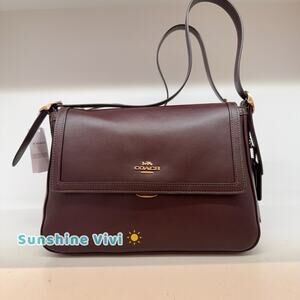 NWT Coach Etta flap bag Leather CCE57 Gold/Espresso